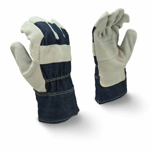 Radians Denim Back Cowhide Palm Leather Work Gloves - Pack Of 12 Pairs
