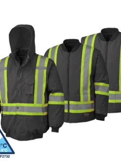 Pioneer Reflective Striped 6 In 1 Winter Work Bomber | XS-5XL Hi-Vis Work Wear