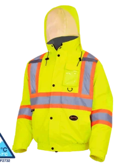 Pioneer Hi-Vis Waterproof Quilted Safety Bomber | S-5XL