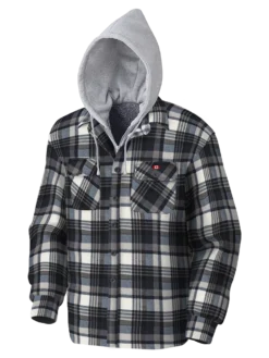 Pioneer Quilted Polar Boa Fleece Lined Zip-Up Hooded Shirt | S - 4XL