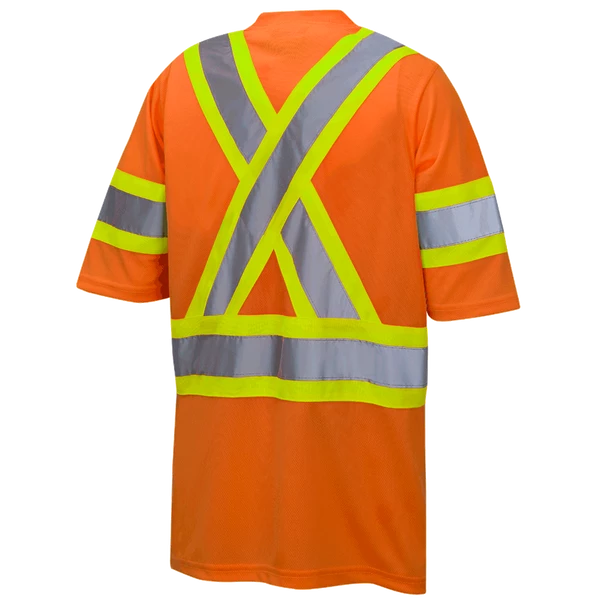 Hi-Vis Work Wear Pioneer Hi Viz Birdseye Safety T-Shirt W/ Tape On Sleeve | Sizes XS - 5XL