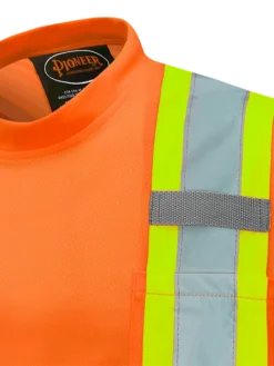 Hi-Vis Work Wear Pioneer Hi Viz Birdseye Safety T-Shirt W/ Tape On Sleeve | Sizes XS - 5XL