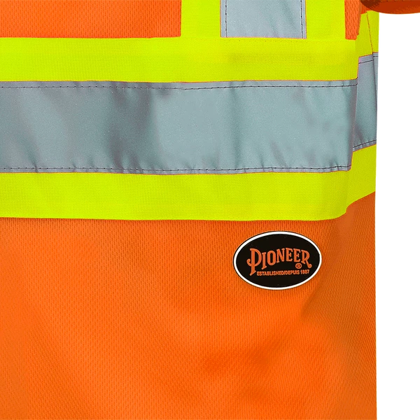 Hi-Vis Work Wear Pioneer Hi Viz Birdseye Safety T-Shirt W/ Tape On Sleeve | Sizes XS - 5XL