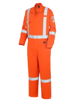 Pioneer “The Rock” 88/12 FR-Tech® Hi Vis 7 Oz Coveralls With 2" Reflective Stripe | Sizes 36 - 66 Flame Resistant Work Wear