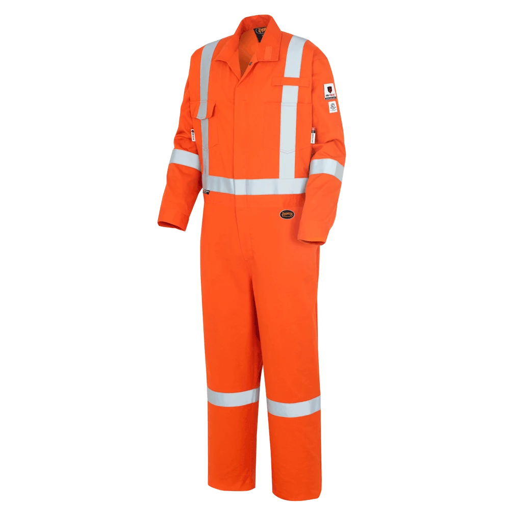 Pioneer “The Rock” 88/12 FR-Tech® Hi Vis 7 Oz Coveralls With 2" Reflective Stripe | Sizes 36 - 66 Flame Resistant Work Wear