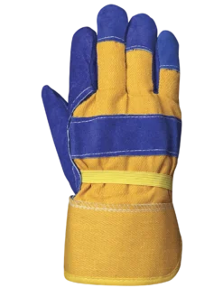 Work Gloves Pioneer 655 Insulated Boa Fleece Fitter's Cowsplit Gloves | Blue/Yellow | Pack Of 12 Pairs