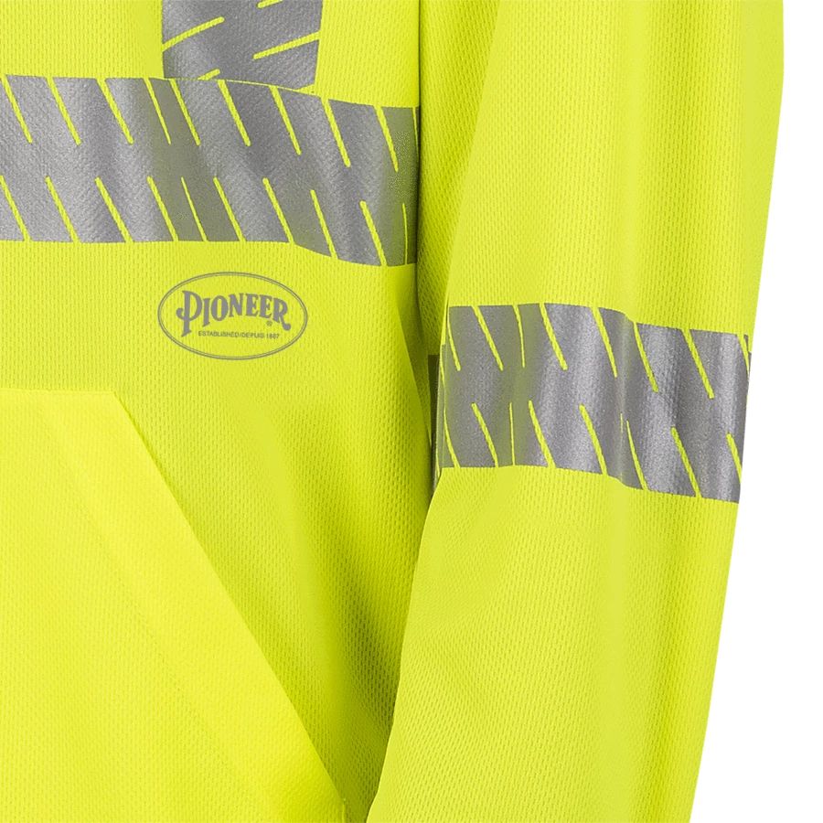 Pioneer Birdseye Safety Hoodie Shirt With Kangaroo Pocket | Sizes S - 4XL Hi-Vis Work Wear