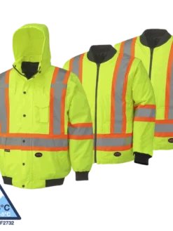 Pioneer Reflective Striped 6 In 1 Winter Work Bomber | XS-5XL Hi-Vis Work Wear