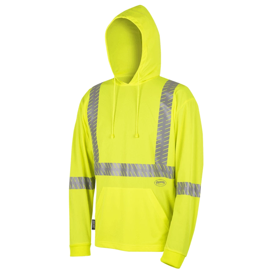 Pioneer Birdseye Safety Hoodie Shirt With Kangaroo Pocket | Sizes S - 4XL Hi-Vis Work Wear