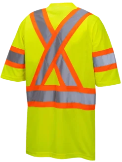 Hi-Vis Work Wear Pioneer Hi Viz Birdseye Safety T-Shirt W/ Tape On Sleeve | Sizes XS - 5XL