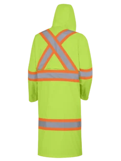 Hi-Vis Work Wear Pioneer The Rock 300D Oxford Polyester Waterproof Safety Long Coat | S-5XL