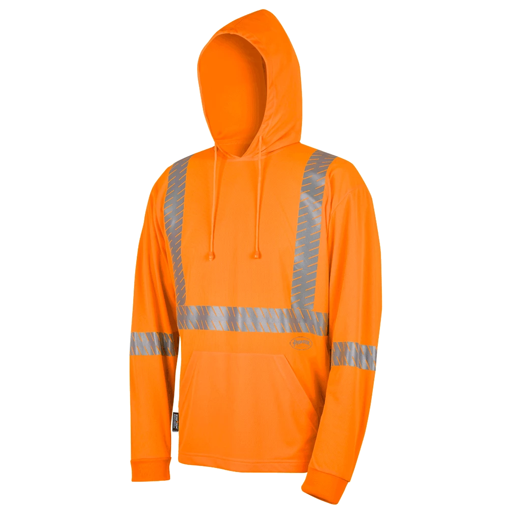 Pioneer Birdseye Safety Hoodie Shirt With Kangaroo Pocket | Sizes S - 4XL Hi-Vis Work Wear