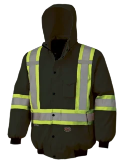 Pioneer Reflective Striped 6 In 1 Winter Work Bomber | XS-5XL Hi-Vis Work Wear