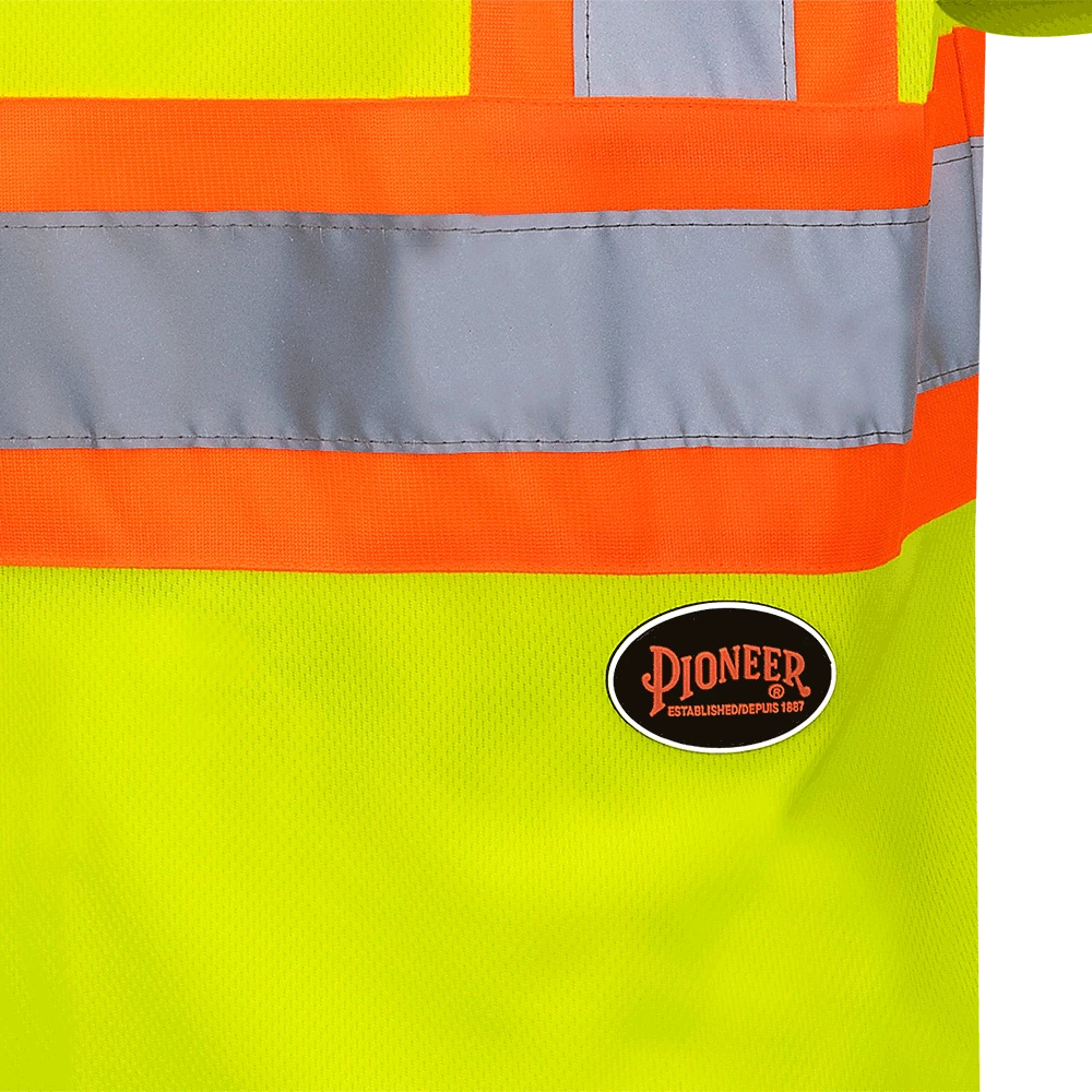 Hi-Vis Work Wear Pioneer Hi Viz Birdseye Safety T-Shirt W/ Tape On Sleeve | Sizes XS - 5XL