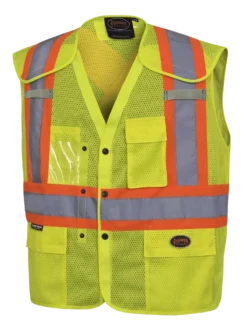 Pioneer Hi Viz Drop Shoulder Safety Vest With Snaps - Poly Mesh | Sizes Small - 5XL