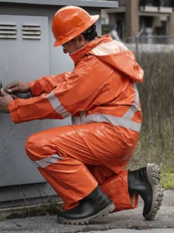 Flame Resistant Work Wear Ranpro Utili-Gard® FR/ARC Rated Bib Pants - PVC Coated Nomex®/Kevlar® | Orange | Sizes XS - 4XL