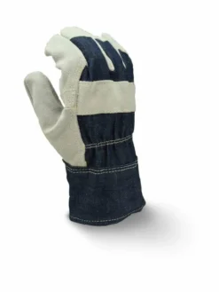 Radians Denim Back Cowhide Palm Leather Work Gloves - Pack Of 12 Pairs