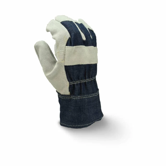 Radians Denim Back Cowhide Palm Leather Work Gloves - Pack Of 12 Pairs