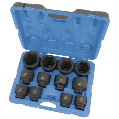 Jet 1" Dr. Jumbo Impact Socket Set - SAE Jumbo - 6 Point - 12 Piece Power Tool Accessories