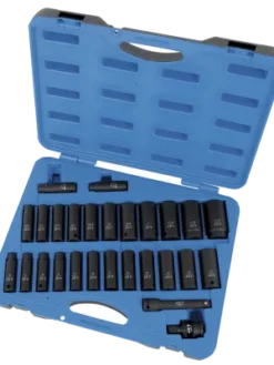 Jet 1/2" Dr. Deep Impact Socket Set - SAE/Metric - 6 Point - 27 Piece